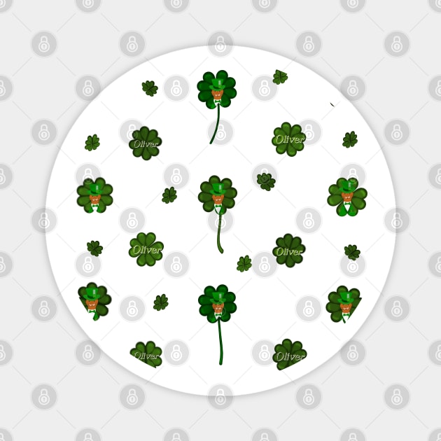 Oliver The Otter Shamrock Pattern for Saint Patricks Day Magnet by ButterflyInTheAttic